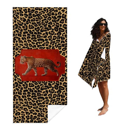 Cheetah Print Beach Towel - Funky Y2K Leopard Prints Large Sand Free Towel 30x60 Inch for Beach Camping Swim Pool Gym Sports & Yoga, Cheetah Print Gifts for Women - color: Btowels03
