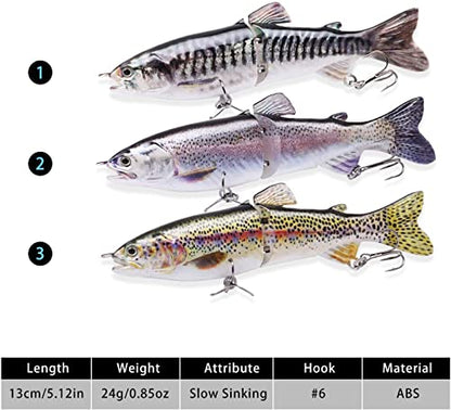 TRUSCEND Swimmax Easy Catch Fishing Lures with BKK Hooks, Wiggling, Vibrating, Rattling and Gurgling for More Bite, Heavy-Duty Dyneema Fiber Jointed Swimbaits for Bass, Trout, Walleye, Crappie, Pike - color: F-5.12",0.85oz