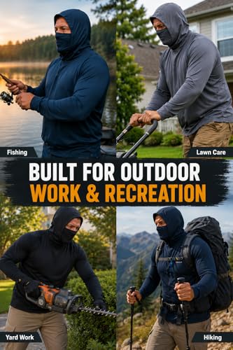 3 Pack Men's UPF 50+ Sun Protection Hoodies, Long Sleeve Moisture Wicking Shirts with Face Mask for Fishing - size: XX-Large
