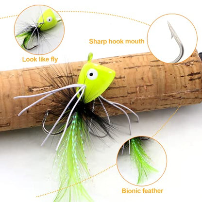 Fly Fishing Poppers Fly Fishing Dry Flies Topwater Fishing Lures Bass Popper Flies Bugs Lures Panfish Bait Fly Trout Bobber Flies Kit for Bass Trout Panfish Bluegill Salmon - color: A: 10pcs Fly Fishing Poppers