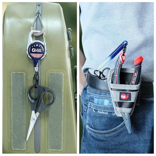 3pcs Fly Fishing Retractor & 3pcs Coiled Fish Lanyard | Retractable Zinger with 24" Dyneema Cord(5oz) for Anglers Vest, 32" Carabiner Coil Tether for Pliers, Scissor
