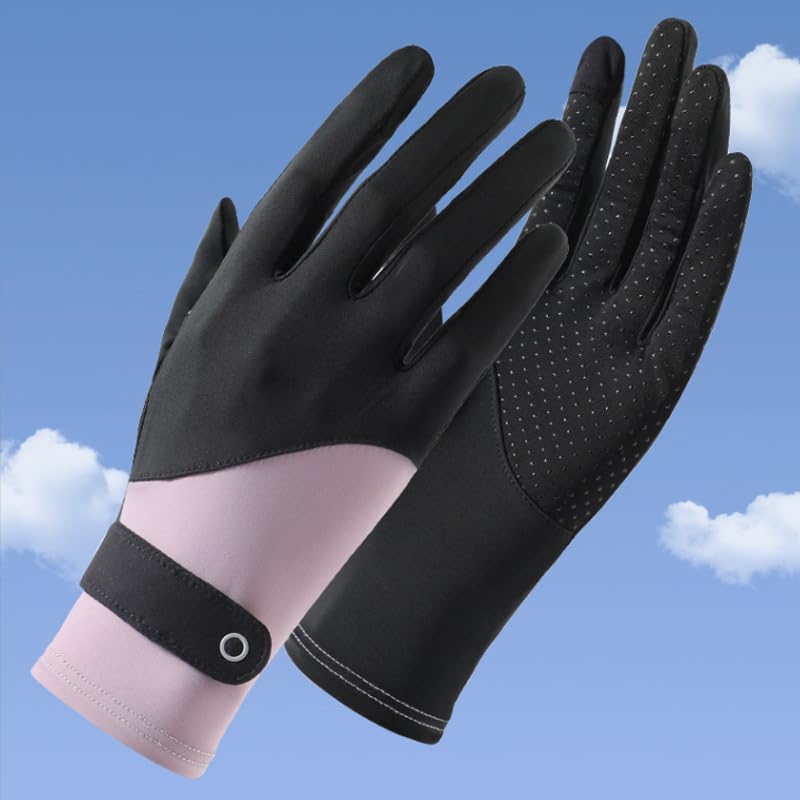 Unisex UV Protection Sunblock Gloves - Women Man Full Finger Sunscreen Gloves Touchscreen Gloves for Driving Hiking Riding - color: Black