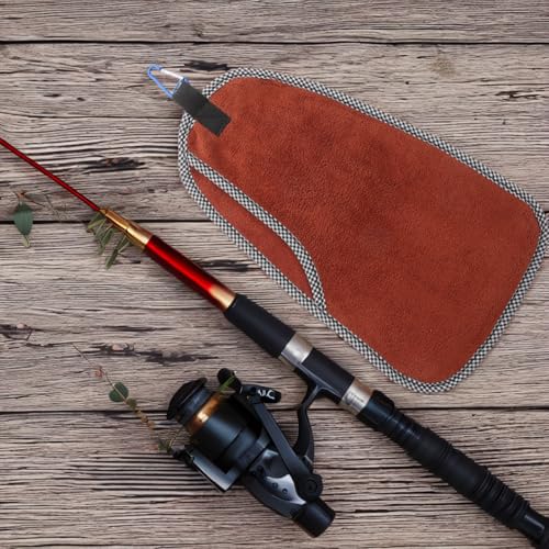 Abaodam Quick Dry Outdoor Fishing Towel with Carabiner Clip, Microfiber Hand Towel for Saltwater Fishing Gear and Boat Use, Lightweight Camping and Hiking Accessory in Khaki