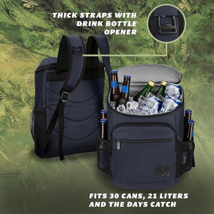 Mossy Oak MLF Fishing Cooler Backpack - Major League Insulated Leak Proof Beverage Coolers Bag - color: Navy