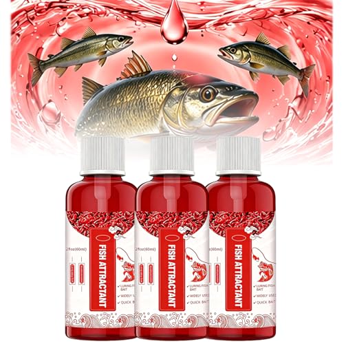 New Natural Bait Scent Fish Attractants,Red 40 Fishing Lures,Red Worm Liquid Bait,60ml,Natural Fish Scent,Fish Lure Attraction Enhancer,Smell BaitFood for Fishing Trout,Cod,Carp,Bass - color: 3pcs