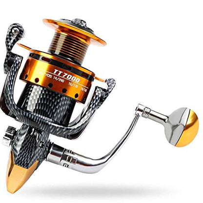 Burning Shark Fishing Reels- 12+1 BB, Light and Smooth Spinning Reels, Powerful Carbon Fiber Drag, Saltwater and Freshwater Fishing - size: TT1000