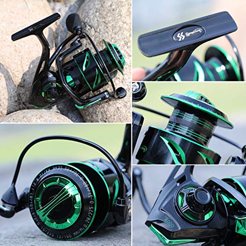 Sougayilang Fishing reels Light Weight Saltwater Spinning Reel - 39.5 LB Carbon Fiber Drag,12+1 BB Ultra Smooth All Aluminum Inshore Reel - size: 1000