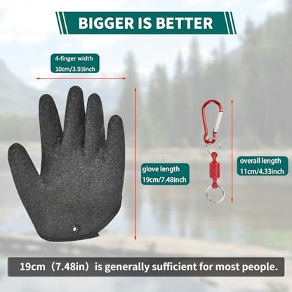 2pcs Fishing Gloves for Handling - Magnetic Quick Release Design Fish Handling Gloves for Women & Men, Puncture Resistant Fish Cleaning Gloves No Slip Grip