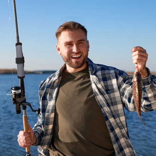 12 Pcs Fishing Rod Sleeves and Lure Wraps for Rods Poles,Grey - color: Grey