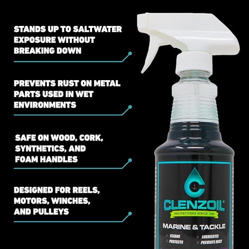 CLENZOIL Marine & Tackle - Fishing Gear Oil Lubricant - for Fish Care Reels, Boat Motors, Downriggers & More - Easily Oils Applicator - size: 16 oz Trigger Spray