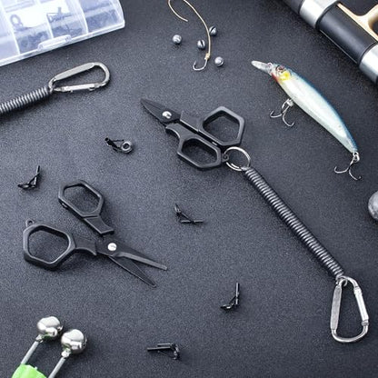 Fishing Scissors Braid Line Cutter with Coiled Lanyard for Freshwater/Saltwater(2 Pcs)
