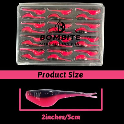 Split-Tail Crappie Lures - 24pcs Soft Plastic Lures for Bluegill, Panfish, Trout, Bass - color: Black-pink