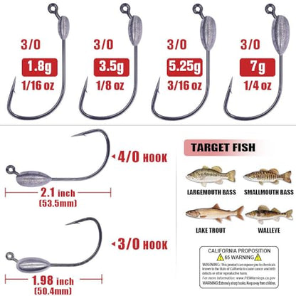 XFISHMAN-Tube-Jig-Heads-for-Bass-Fishing-Tube-Bait-Hooks 1/16oz 1/8oz 3/16oz 1/4oz (12-Pack) - color: 3/0 Hooks, size: 3/16oz (12-Pack)