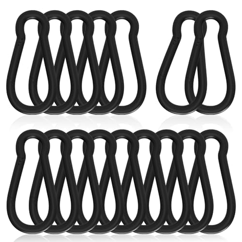 Heavy-Duty Carabiner Clip 1.57"–5.5", Black/Silver Spring Snap Hook, Quick Link Keychain Clip for Keys, Swing Set, Camping, Fishing, Hiking & Traveling (120–1350 lbs) - color: Black, size: 3.12Inch(M8)-16PCS