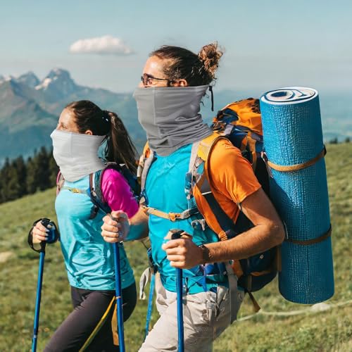 Geyoga 3 Pcs Cooling Neck Gaiter for Men Women Breathable Mesh UV Protection Summer Neck Cover with Mesh Hole Strap Neck Wrap - color: Black, Gray, White