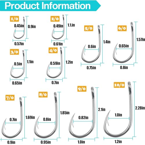 Saltwater Circle Hooks,50 Packs Strong Stainless Steel Fishing Hooks Live Bait Fish Hook Jig Catfish Hook 1/0-10/0 - size: 10/0 - 50 PACK