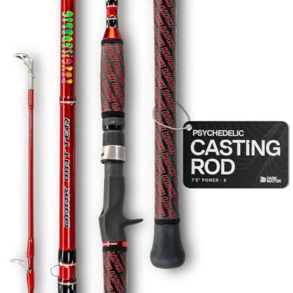 Dark Matter Psychedelic Casting Fishing Rods Medium Heavy Power X - High-Modulus M3 Carbon Nano Baitcaster Rod Saltwater and Freshwater Fishing Rods, 7ft Medium Heavy Baitcasting Rod - color: Red, size: 7'0" Power - X