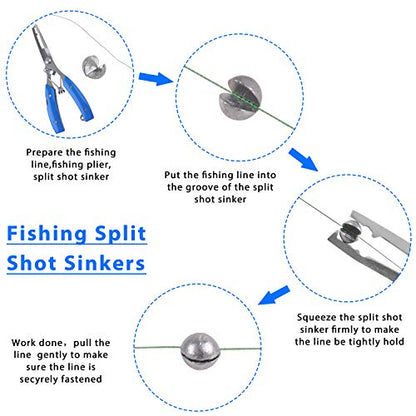 106pcs Fishing Weights Assortment Saltwater Split Shot Fishing Weights Sinkers Kit Assorted Bass Casting Bell Sinkers with Tackle Box for Saltwater Freshwater