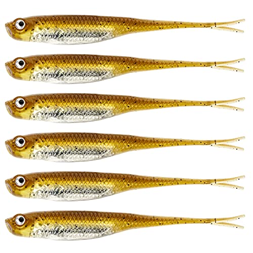 QualyQualy Soft Swimbait Fishing Lures 5PCS 6PCS Jerk Shad Minnow Drop Shot Lure Bass Bait Shad Lure Soft Jerkbait for Bass Trout Pike Walleye Crappie 2.95'' 3.93'' 4.72'' - color: A-5#, size: 2.95" - 6Pcs