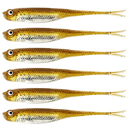 QualyQualy Soft Swimbait Fishing Lures 5PCS 6PCS Jerk Shad Minnow Drop Shot Lure Bass Bait Shad Lure Soft Jerkbait for Bass Trout Pike Walleye Crappie 2.95'' 3.93'' 4.72'' - color: A-5#, size: 2.95" - 6Pcs