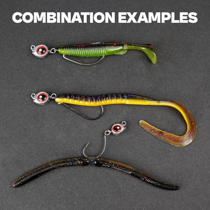 15-Sets Detachable Fish Head Swimbait Jig Heads - Weedless EWG Hooks Kit for Fishing (15 Fish Eye Weights + 15 Hooks) - size: Assorted (1/8oz-3/8oz)