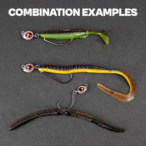15-Sets Detachable Fish Head Swimbait Jig Heads - Weedless EWG Hooks Kit for Fishing (15 Fish Eye Weights + 15 Hooks) - size: 1/4oz
