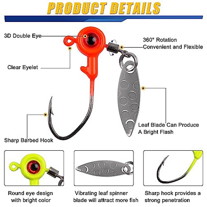 Crappie Lures Jigs Kit, 48/55pcs Crappie Baits Crappie Jig Head Hooks Soft Plastic Fishing Lures Split Paddle Tail Swim Bait for Crappie Fishing Panfish Bluegill Lures - color: 55pcs Crappie Jig Lures Kit