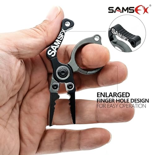 SAMSFX Mini Fishing Pliers with Fly Fishing Zinger Retractor, Fish Hook Remover Tool, Split Ring Pliers for Saltwater & Freshwater, Tungsten Carbide Cutters, Fishing Gear Gift for Anglers - color: Silvery