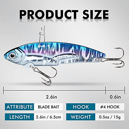 TRUSCEND Vibespinner Easy Catch Fishing Lures with BKK Hooks, Tail Spinner Baits with 4 Actions, Vibrating Swimming Flashing & Jigging for More Bites, Spoon Lures for Bass Trout Crappie Walleye Pike - color: C5-0.5oz-2.6"