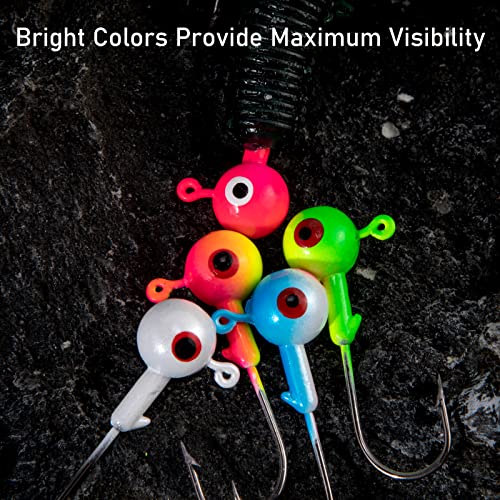 Dr.Fish 20 Pack Fishing Jig Heads, Crappie Jig Round Ball Head Freshwater Fishing Hooks Bass Trout Panfish Walleye Bluegill Saltwater - color: Pink, size: 1/8oz-Hook #2