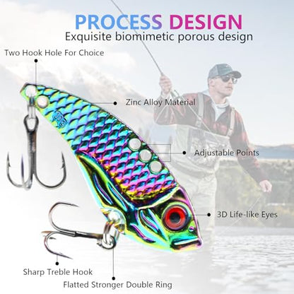 5PCS/10PCS Fishing Lures, Metal VIB Hard Blade Baits, Spinner Spoon Metal Fishing Spoon Crankbaits Swimbaits for Trout Walleye Crappie - color: C-5PCS