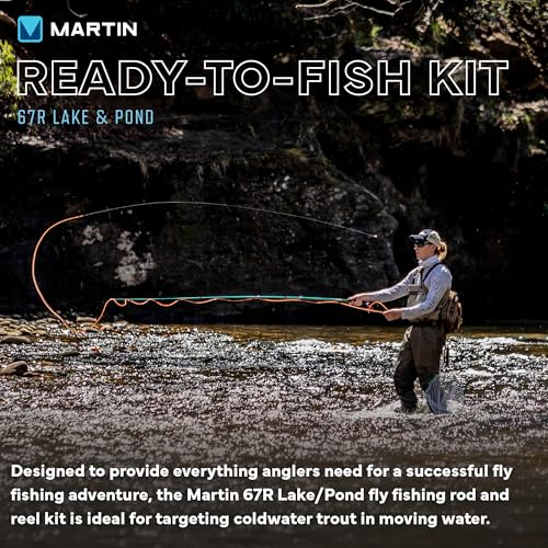Martin 67R Fly Fishing Rod and Reel Moderate Action, Single Action Reel, 6-Weight Floating Line, Fly Assortment, Travel Case, Brown
