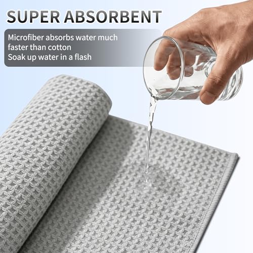 Fishing Towel with Clip,16" X 16",Waffle Pattern Effective Cleaning of Fishing Gear Accessories,Microfiber Absorbent Camping Towel for Men,Hiking Towel,Golf Towel,Grey