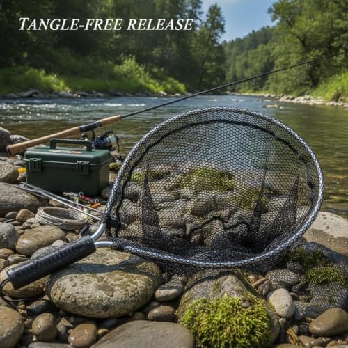 Landing Net Head Replacement with Rubber Mesh and Aluminum Alloy Frame for Freshwater Fishing (1 PC) - size: 11.81 x 11.81 x 11.81"