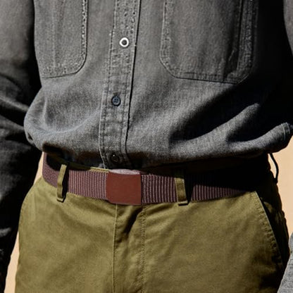 Mile High Life | Nylon Web Belt | Outdoor Military Belt | TSA Safe Buckle Plastic/Metal - color: Brown 510 Buckle