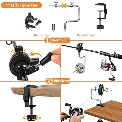 THKFISH Fishing Line Spooler Fishing Line Winder Spooler Fishing Accessories Adjustable Stable Portable Fishing Line Spooler/Fishing Line Remover - color: D-Line Spooler Rod Clamp & Table Clamp