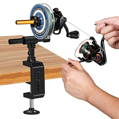 PLUSINNO Fishing Line Spooler For Fishing Reels, Fishing Gear And Equipment Gift For men With Unwinding Function Versatile for Thick & Thin Rods, Works with Spinning Reel, Cast Reel Without Line Twist - style: Table Clamp Spooler