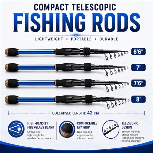 Telescopic Fishing Rod, Ultralight Carbon Fiber Travel Spinning Rod, Portable Collapsible Fishing Pole for Crappie, Bluegill, Perch, Trout, Bass and Walleye - style: Mgm-mc70ms
