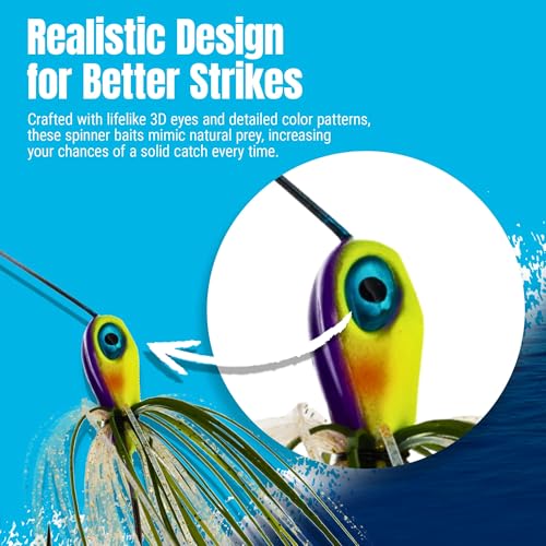 Reaction Tackle Spinner Bait, Compact Profile Fishing Lure with Flash and Vibration for Bass, Trout, Pike, Salmon and Walleye (3-Pack) - color: Sunrise, size: 1/2 Oz