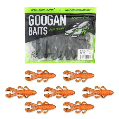 Googan Squad Bandito Bug Fishing Lures – Soft Bait for Bass Fishing, Swim Baits with Unique Kicking Action, Saltwater and Freshwater Fishing Gear, Pack of 6 (4 inches) - color: Watermelon Red Flake