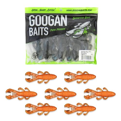 Googan Squad Bandito Bug Fishing Lures – Soft Bait for Bass Fishing, Swim Baits with Unique Kicking Action, Saltwater and Freshwater Fishing Gear, Pack of 6 (4 inches) - color: Watermelon Red Flake