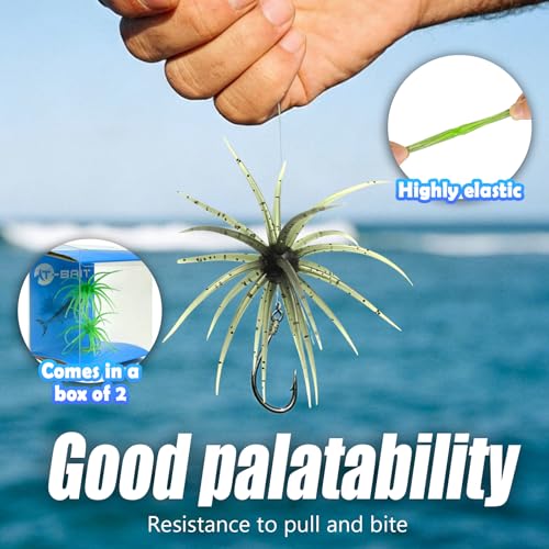 4Pcs Dice Bait, Floating TPR Swimbait with Reflective Stars,Tentacle Creature Lure, Sea Urchin Style Soft Plastic Baits, for Bass Fishing Drop Shot, Wacky Rig/Neko Rig and Finesse, Slow Sinking - color: Dark Green(L), size: 11cm/4.33inch