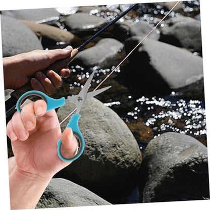 KICHOUSE Heavy Duty Stainless Steel Fishing Scissors with Grip Handles for Effortless Cutting of Braided Line for Nuts and Poultry Includes Protective Case Blue