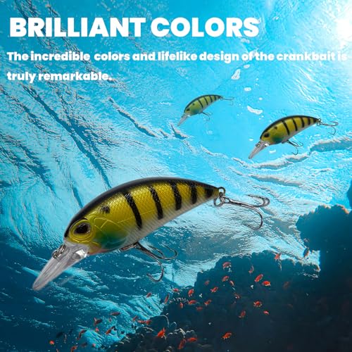 Bestac Fishing Lures Hard Bait Deep Diving Swimbait Crankbait Topwater Lures with Treble Hooks 3D Eyes for Bass Trout Freshwater and Saltwater Depth 1-1.5m Weight 14.5g - color: #3