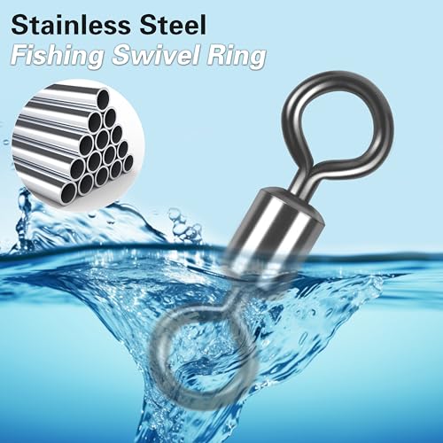 Barrel Swivels Fishing Tackle, 20/80pcs Heavy Duty Fishing Swivel Connector Stainless Steel Black Nickel Rolling Swivels Saltwater Freshwater 30-1322lb - size: 80pcs--6/0--350lb