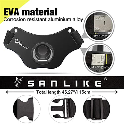 SANLIKE Fishing Belt Fight Belt Adjustable Aluminum Waist Fighting Belt Rod Holder Stand-up Fishing Belt - color: Black