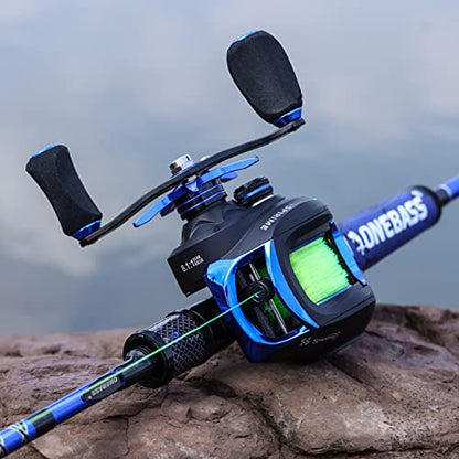 Sougayilang Baitcasting Fishing Reel with 9 + 1 Anti-Reverse Ball Bearings, 8.1:1 High-Speed Gear Ratio Casting Reel - color: Blue- Right Handed