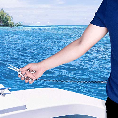 Retractable Tether Multi Colored Coiled Lanyard Fishing Lanyard Safety Rope 12pcs with Carabiner for Fishing Hunting Hiking Boating Camping Tools