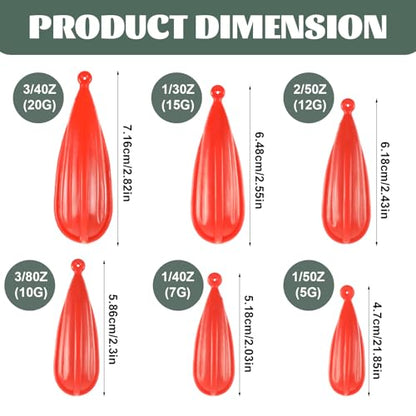 simarro 6 PCS Fishing Practice Plugs, Orange Mixed Sizes Bait Casting Practice Plug, Suitable for to Improve Throwing Skills (1/5 oz, 1/4 oz, 3/8 oz, 2/5 oz, 1/3 oz, 3/4 oz)