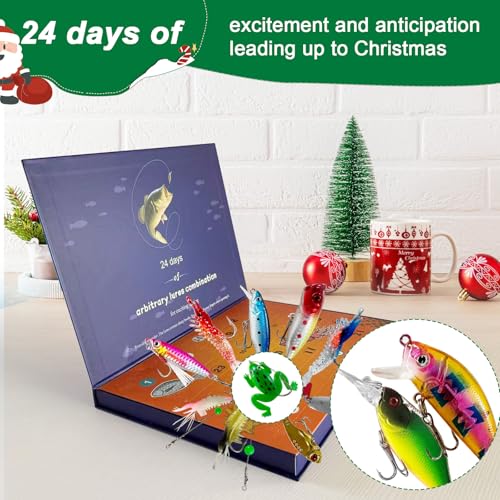 24PCS Mixed Fishing Lures Tackle Kit Hard & Soft Baits Assortment with Original Factory Printed Box, Freshwater Saltwater Fishing for Bass Trout Walleye Salmon
